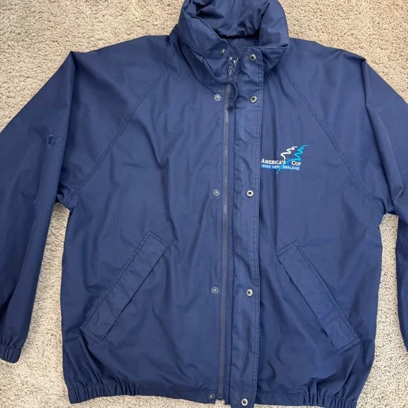 Vtg Line 7 Americas Cup Windbreaker Mens L Blue 2000 New Zealand Full Zip Jacket